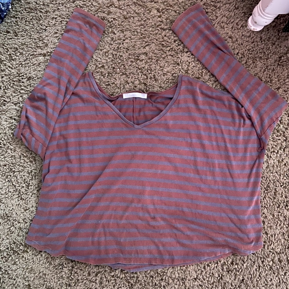 Semi-Cropped Oversized Stripped Long Sleeve